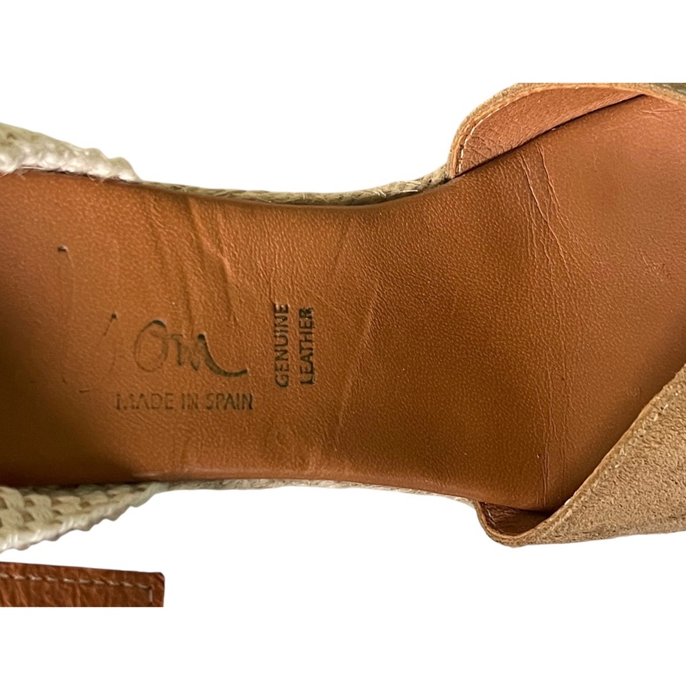 Dalson Tan Suede Peep Toe Wedge Espadrille Sandals Made In Spain Size 6.5 - Picture 9 of 12